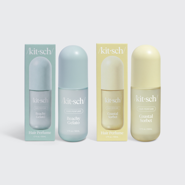 Kitsch Coastal Cottage Hair Perfume Duo set – two hair perfume bottles on a soft neutral background