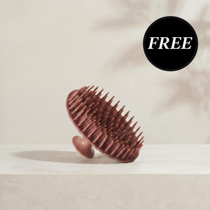 Kitsch Terracotta Scalp Exfoliator shown from two angles displaying the soft silicone bristles for scalp massage and gentle exfoliation