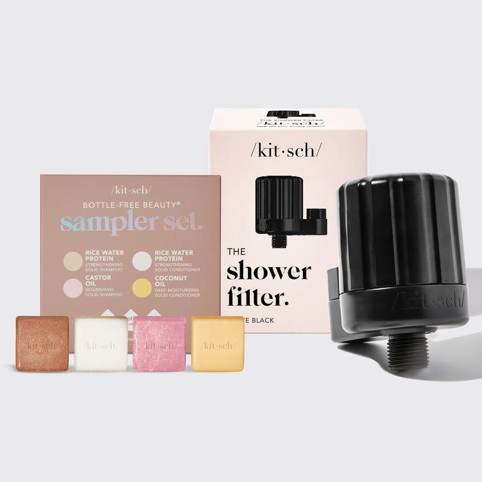 Filtre de douche + Shampoing et après-shampoing 4 pièces - Noir