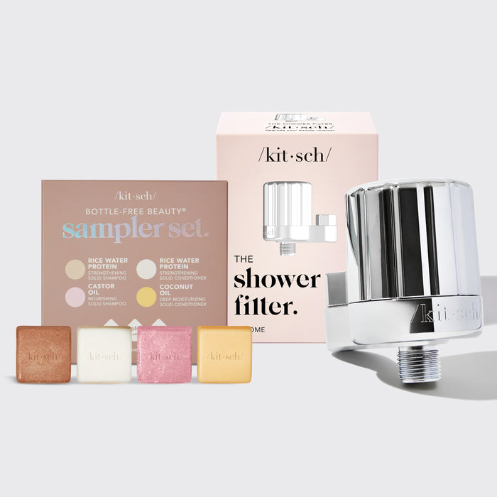 Filtre de douche + Shampoing et après-shampoing 4 pièces - Chrome
